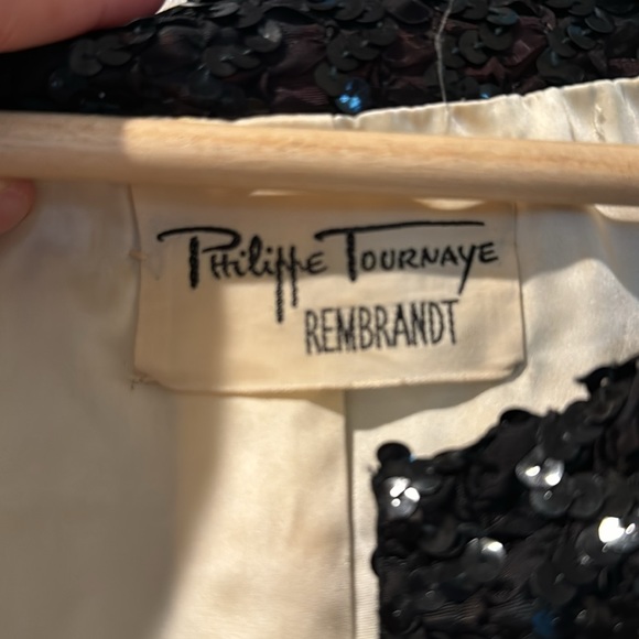 VINTAGE 1960s sequined Philippe Tournaye for Rembrandt cropped blazer jacket - Picture 3 of 8